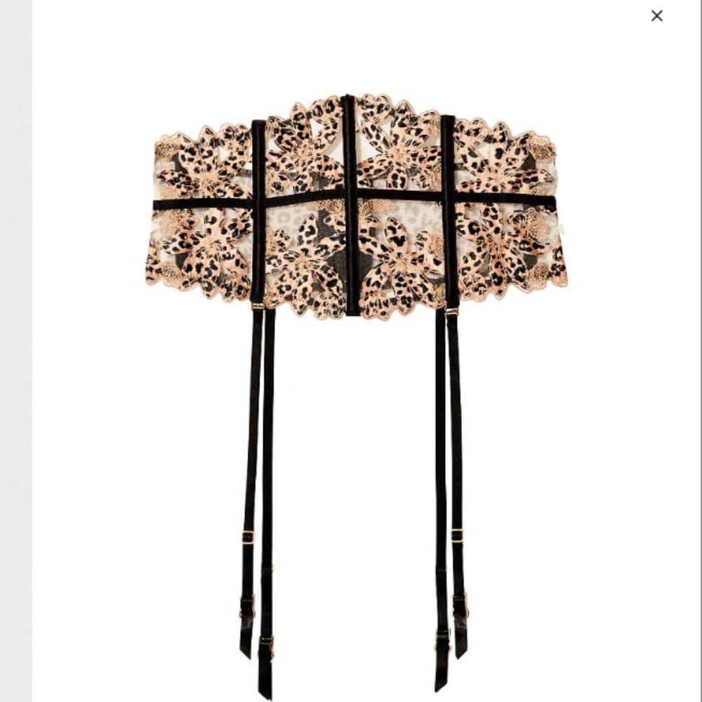 VS Floral Embroidered Waist Cincher Garter Belt